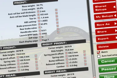 A Guide to Navigating the iRacing Setup Screens